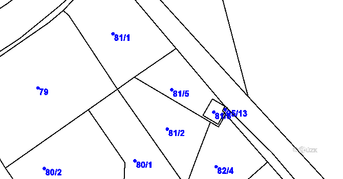 Parcela st. 81/5 v KÚ Bučovice, Katastrální mapa