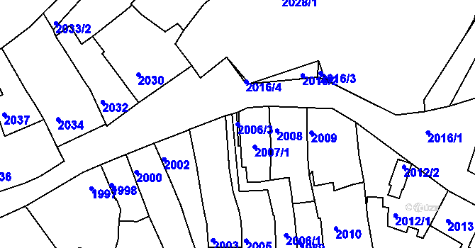 Parcela st. 2006/3 v KÚ Bučovice, Katastrální mapa