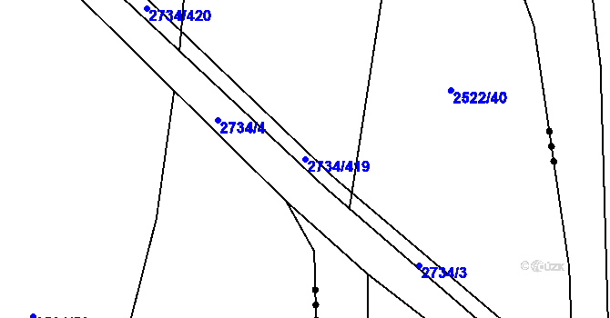 Parcela st. 2734/419 v KÚ Bučovice, Katastrální mapa