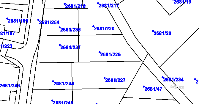 Parcela st. 2681/226 v KÚ Bučovice, Katastrální mapa