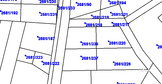 Parcela st. 2681/236 v KÚ Bučovice, Katastrální mapa