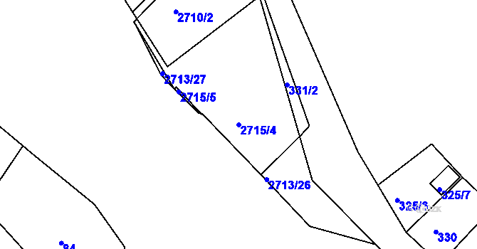 Parcela st. 2715/4 v KÚ Bučovice, Katastrální mapa