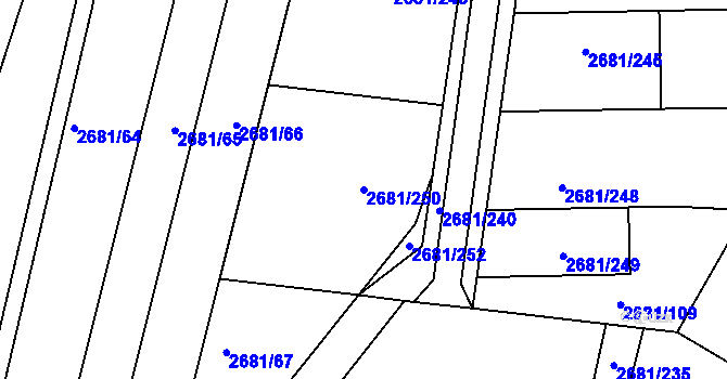 Parcela st. 2681/250 v KÚ Bučovice, Katastrální mapa