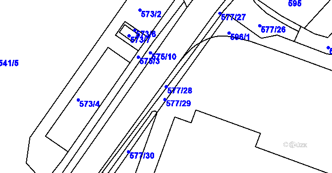 Parcela st. 577/28 v KÚ Bučovice, Katastrální mapa