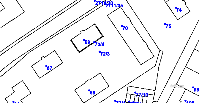 Parcela st. 72/3 v KÚ Bučovice, Katastrální mapa