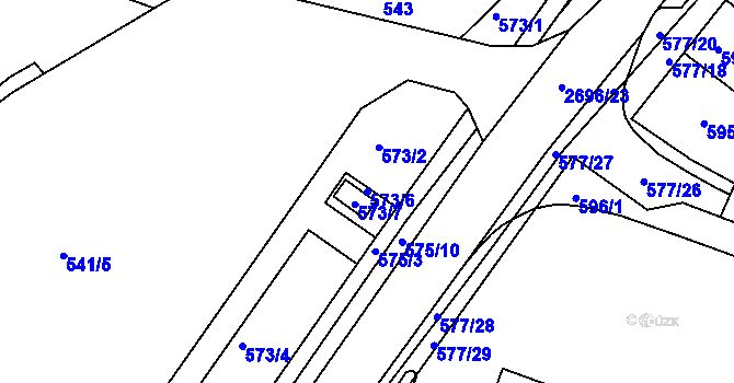 Parcela st. 573/6 v KÚ Bučovice, Katastrální mapa