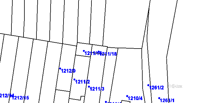 Parcela st. 1211/18 v KÚ Bučovice, Katastrální mapa