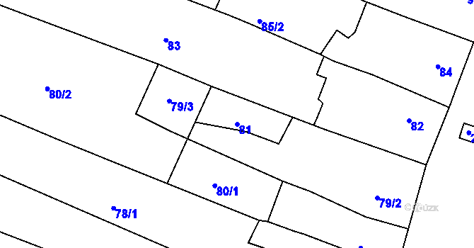 Parcela st. 81 v KÚ Vícemilice, Katastrální mapa