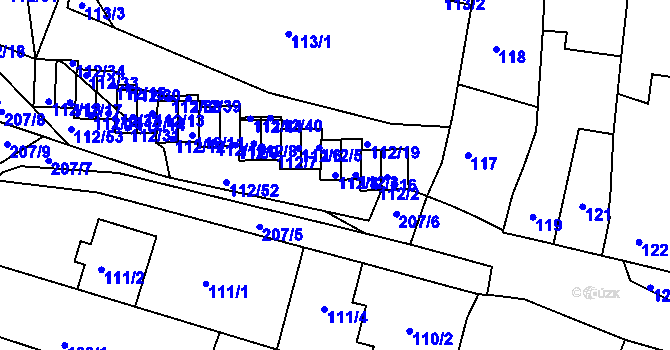 Parcela st. 112/4 v KÚ Vícemilice, Katastrální mapa