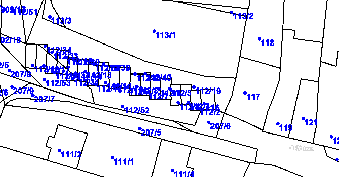 Parcela st. 112/5 v KÚ Vícemilice, Katastrální mapa