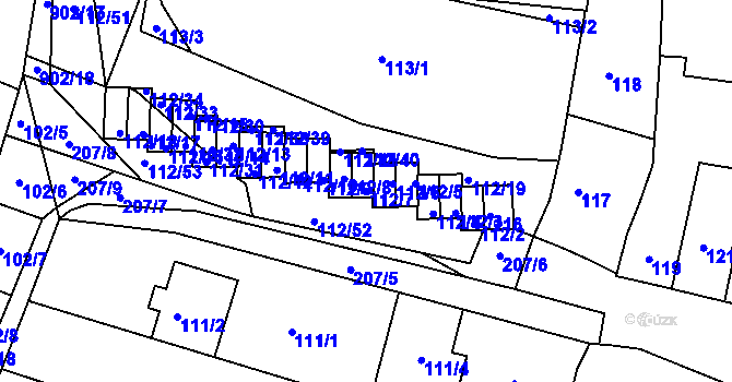 Parcela st. 112/7 v KÚ Vícemilice, Katastrální mapa