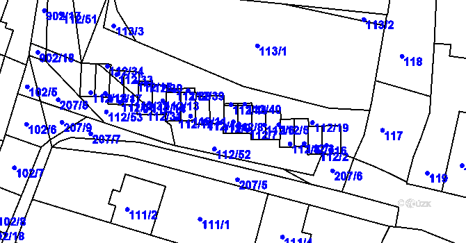 Parcela st. 112/8 v KÚ Vícemilice, Katastrální mapa