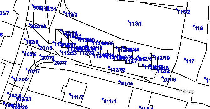 Parcela st. 112/10 v KÚ Vícemilice, Katastrální mapa