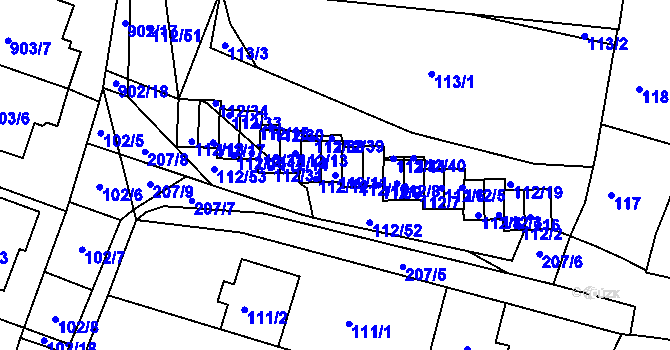 Parcela st. 112/11 v KÚ Vícemilice, Katastrální mapa