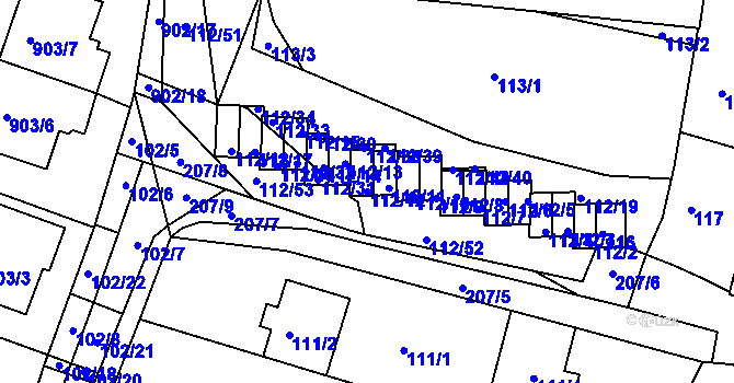 Parcela st. 112/12 v KÚ Vícemilice, Katastrální mapa