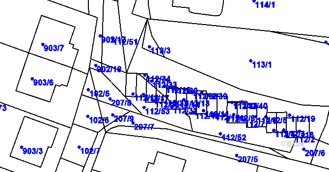 Parcela st. 112/15 v KÚ Vícemilice, Katastrální mapa