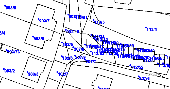 Parcela st. 112/18 v KÚ Vícemilice, Katastrální mapa