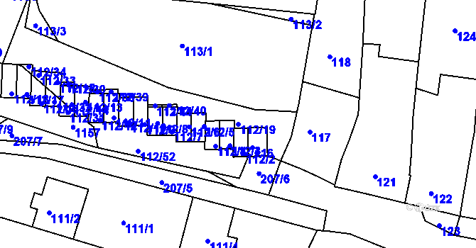 Parcela st. 112/19 v KÚ Vícemilice, Katastrální mapa