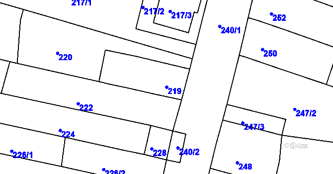 Parcela st. 219 v KÚ Vícemilice, Katastrální mapa