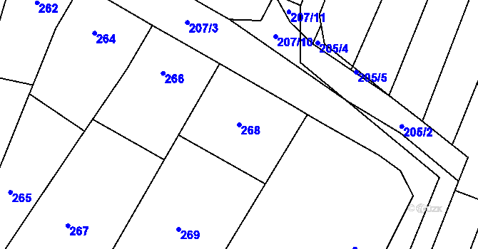 Parcela st. 268 v KÚ Vícemilice, Katastrální mapa