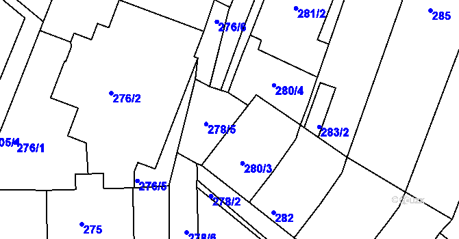 Parcela st. 279 v KÚ Vícemilice, Katastrální mapa