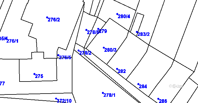 Parcela st. 280 v KÚ Vícemilice, Katastrální mapa