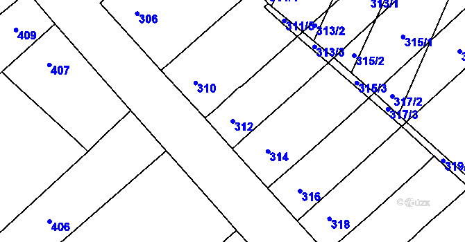 Parcela st. 312 v KÚ Vícemilice, Katastrální mapa