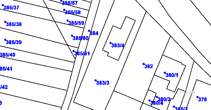 Parcela st. 383 v KÚ Vícemilice, Katastrální mapa