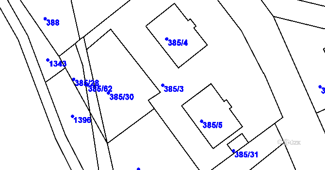 Parcela st. 385/3 v KÚ Vícemilice, Katastrální mapa