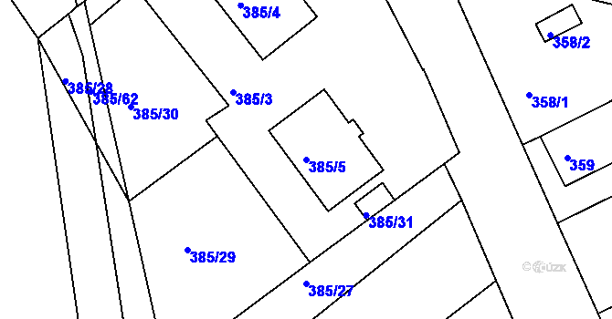 Parcela st. 385/5 v KÚ Vícemilice, Katastrální mapa