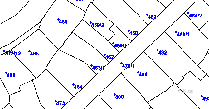Parcela st. 462 v KÚ Vícemilice, Katastrální mapa