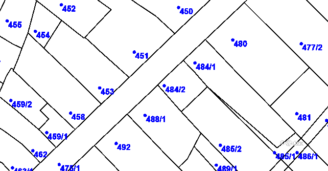 Parcela st. 484/2 v KÚ Vícemilice, Katastrální mapa