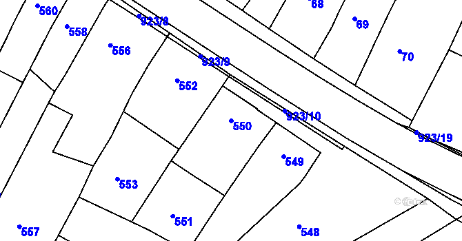 Parcela st. 550 v KÚ Vícemilice, Katastrální mapa
