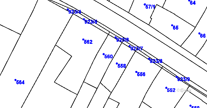 Parcela st. 560 v KÚ Vícemilice, Katastrální mapa