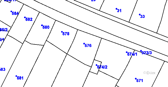 Parcela st. 576 v KÚ Vícemilice, Katastrální mapa