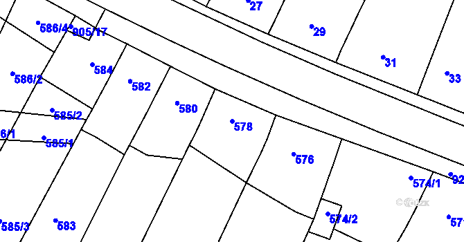 Parcela st. 578 v KÚ Vícemilice, Katastrální mapa