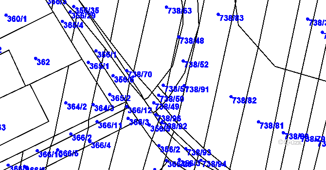 Parcela st. 738/51 v KÚ Vícemilice, Katastrální mapa