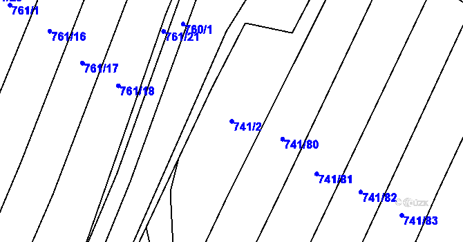 Parcela st. 741/2 v KÚ Vícemilice, Katastrální mapa