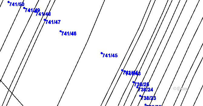 Parcela st. 741/45 v KÚ Vícemilice, Katastrální mapa