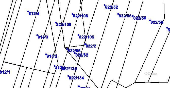 Parcela st. 822/2 v KÚ Vícemilice, Katastrální mapa