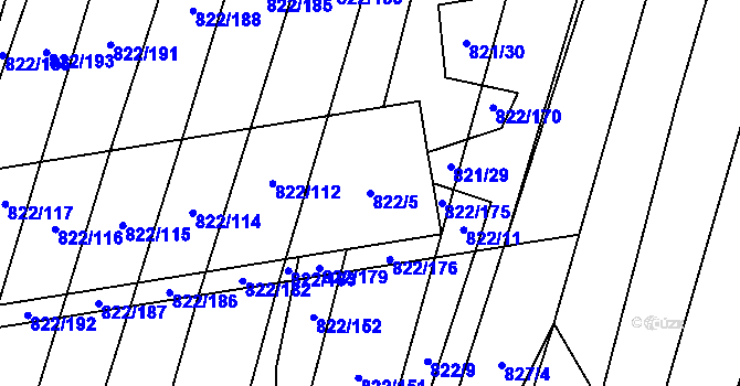 Parcela st. 822/5 v KÚ Vícemilice, Katastrální mapa