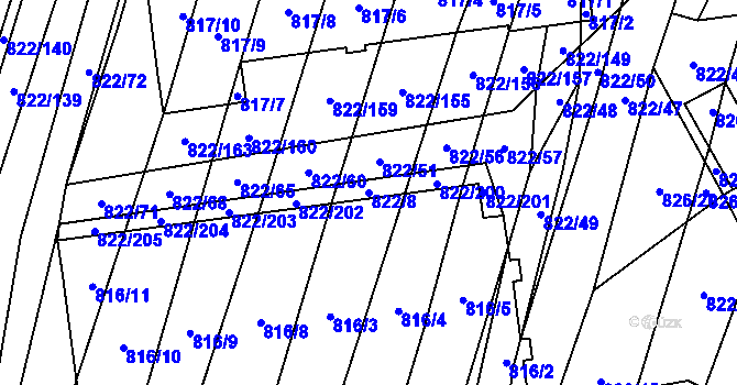 Parcela st. 822/8 v KÚ Vícemilice, Katastrální mapa