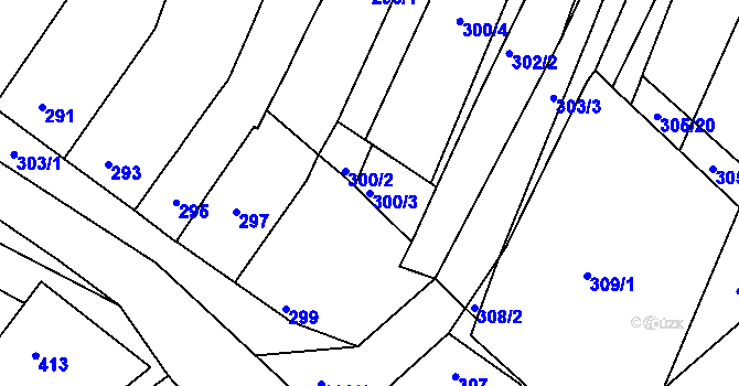 Parcela st. 300/3 v KÚ Vícemilice, Katastrální mapa