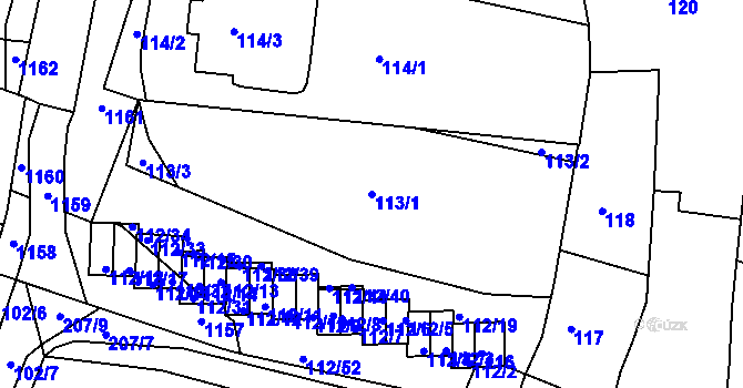 Parcela st. 113/1 v KÚ Vícemilice, Katastrální mapa