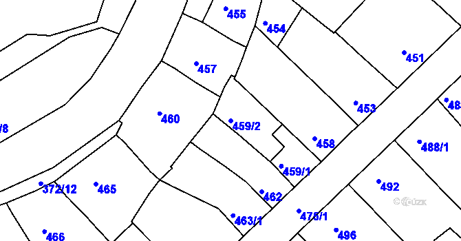 Parcela st. 459/2 v KÚ Vícemilice, Katastrální mapa