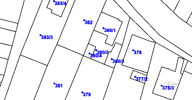 Parcela st. 380/2 v KÚ Vícemilice, Katastrální mapa