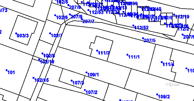 Parcela st. 111/2 v KÚ Vícemilice, Katastrální mapa