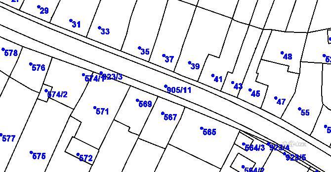 Parcela st. 905/11 v KÚ Vícemilice, Katastrální mapa