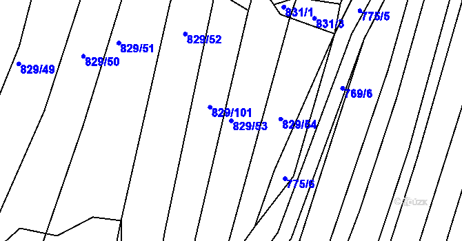 Parcela st. 829/53 v KÚ Vícemilice, Katastrální mapa