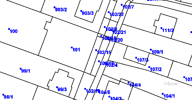Parcela st. 102/15 v KÚ Vícemilice, Katastrální mapa